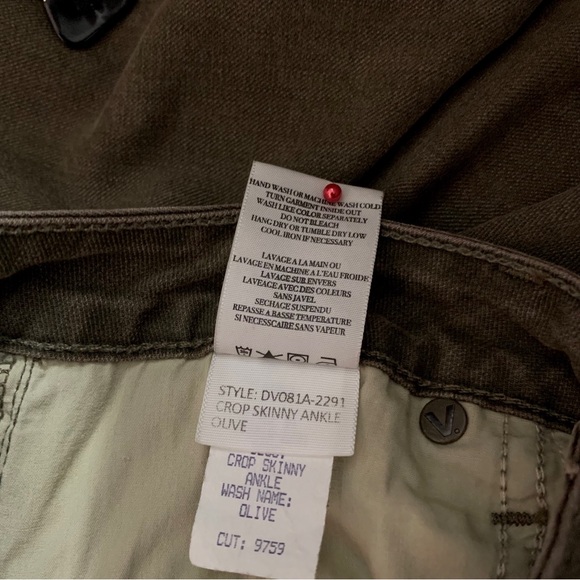 VINCE CROP SKINNY ANKLE MID-RISE OLIVE GREEN STRETCH DENIM JEANS NEUTRAL JEANS - Picture 7 of 16